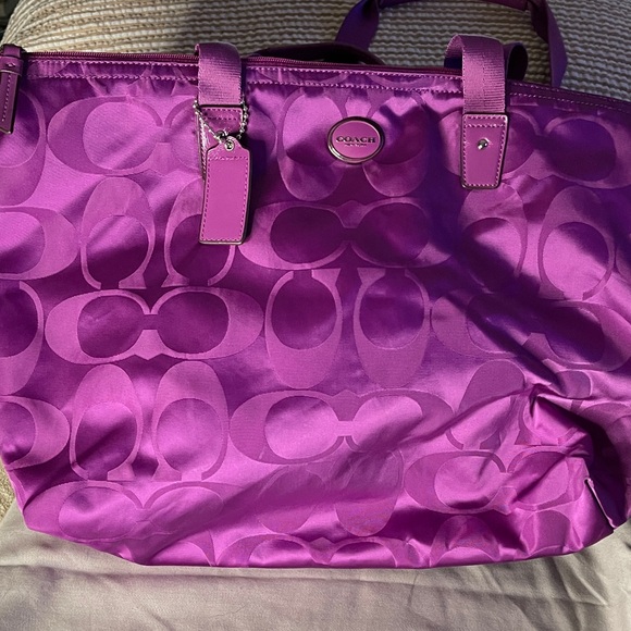 Coach Handbags - Coach Vibrant Purple Large Nylon Tote Bag Coach